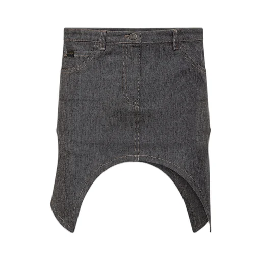 Mid-Rise Asymmetric-Hem Mini Skirt