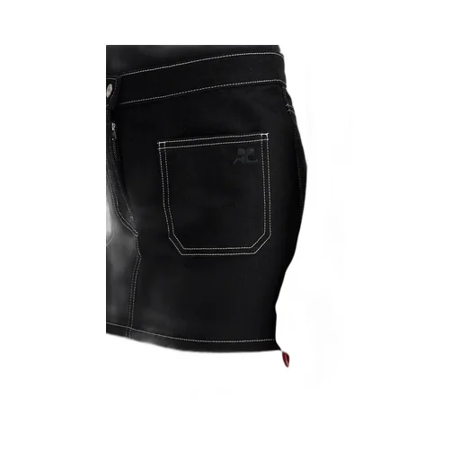 2-Pocket Topstitched Denim Mini Skirt