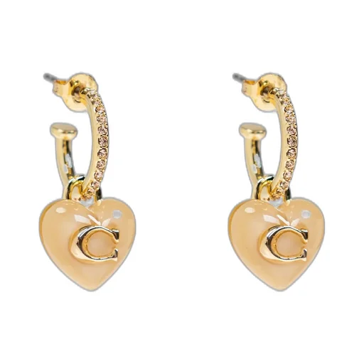 Heart Logo Plaque Pendant Earrings