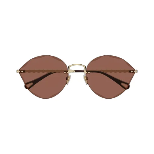 Geometric-Frame Rimless Sunglasses