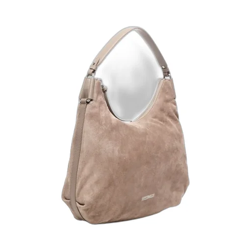 Logo Printed Brushed Hobo Bag