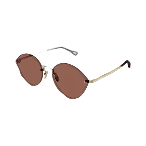Geometric-Frame Rimless Sunglasses
