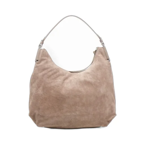 Logo Printed Brushed Hobo Bag