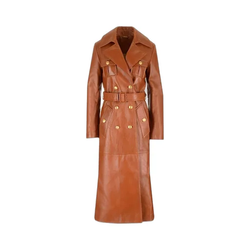 Belted Utilitarian Leather Trench Coat