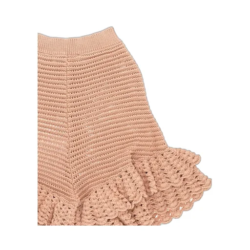 Crochet Knit Ruffled Mini Shorts