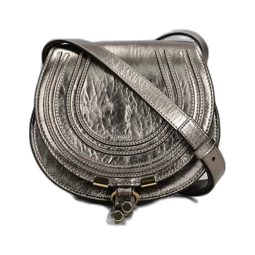 Small Marcie Metallized Saddle Bag