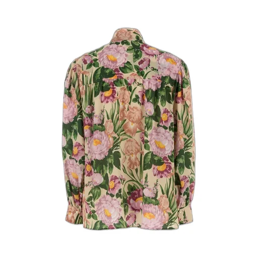 Allover Floral Printed Bow-Neck Blouse