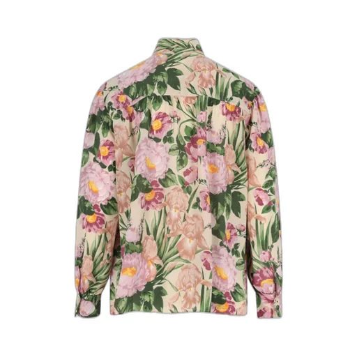 Allover Floral Printed Bow-Neck Blouse