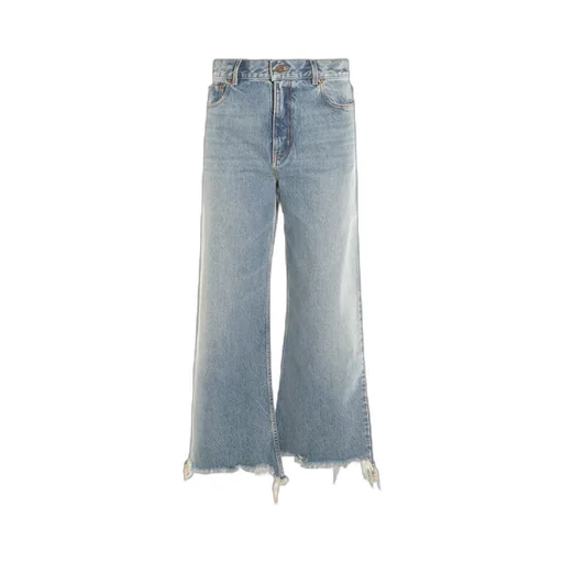 Logo Patch Frayed Edge Jeans