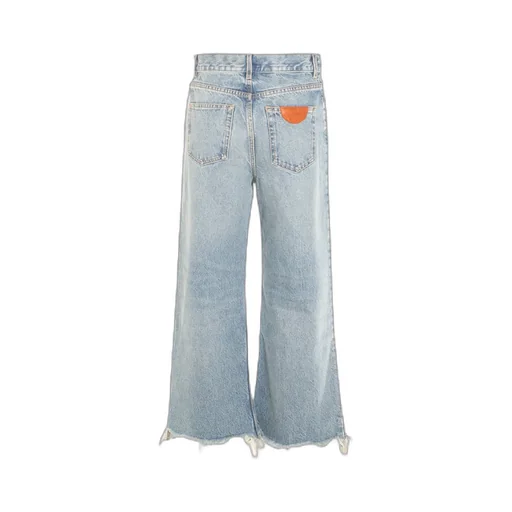 Logo Patch Frayed Edge Jeans