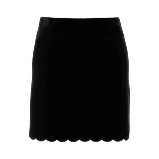 Velvet Scalloped Mini Skirt