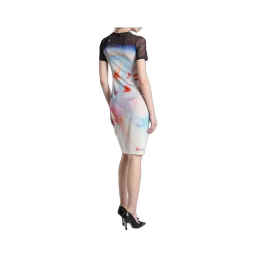 Printed Crewneck Midi Dress