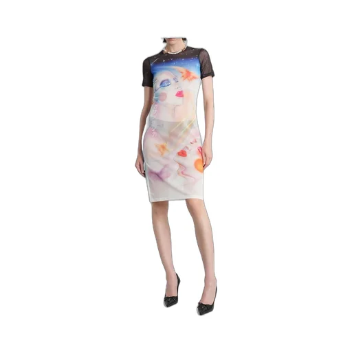 Printed Crewneck Midi Dress