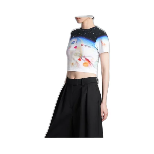 Cosmic-Printed Crewneck T-Shirt