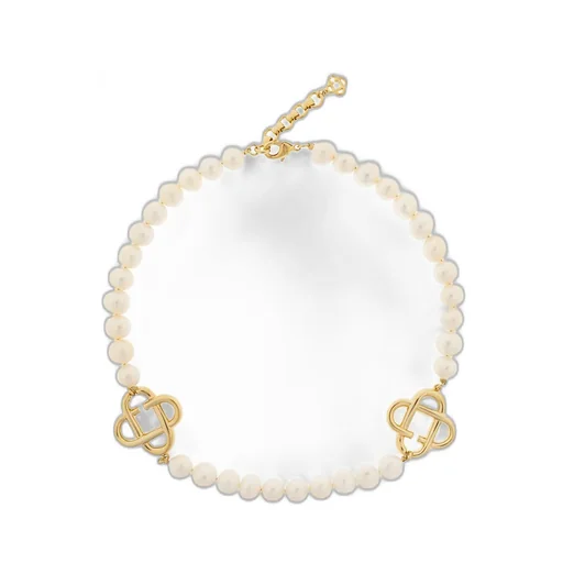 Logo Detailed Pearl Necklace