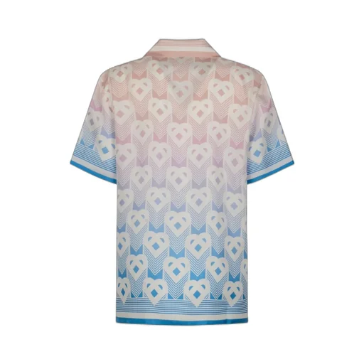 Gradient Heart Monogram Satin Short-Sleeved Shirt