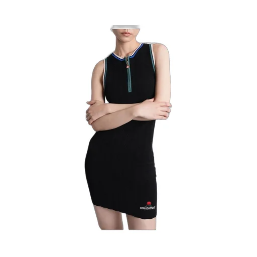 Zip-Front Sleeveless Ribbed Knit Mini Dress
