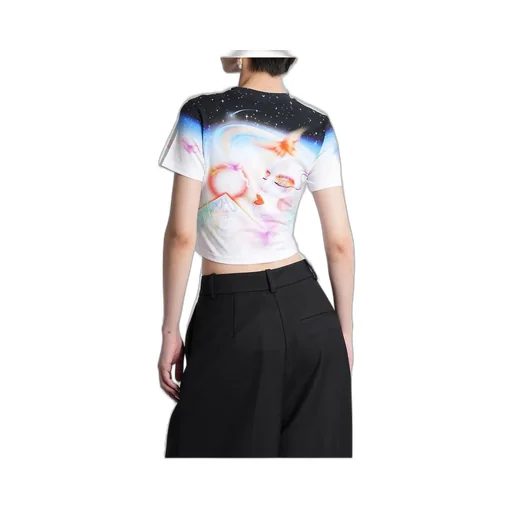Cosmic-Printed Crewneck T-Shirt