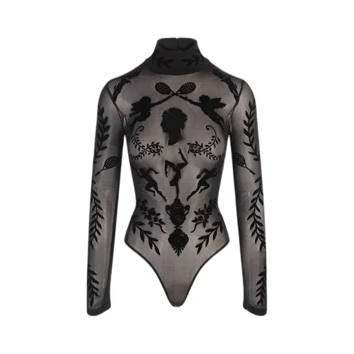 Devoré-Effect High Neck Bodysuit