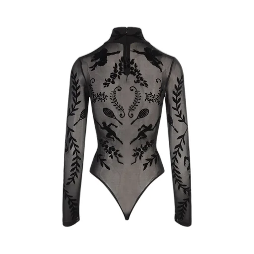 Devoré-Effect High Neck Bodysuit