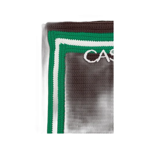 Logo-Embroidered Crochet-Knit Top Handle Bag