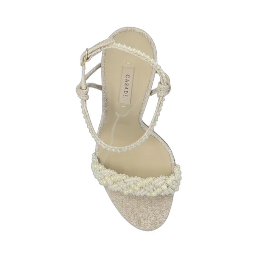 Pearl-Embellished Heeled Sandals