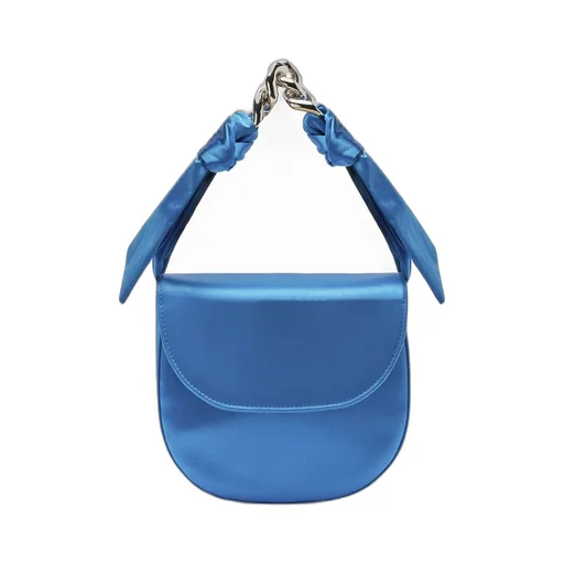 Chain Detailed Satin Top Handle Bag