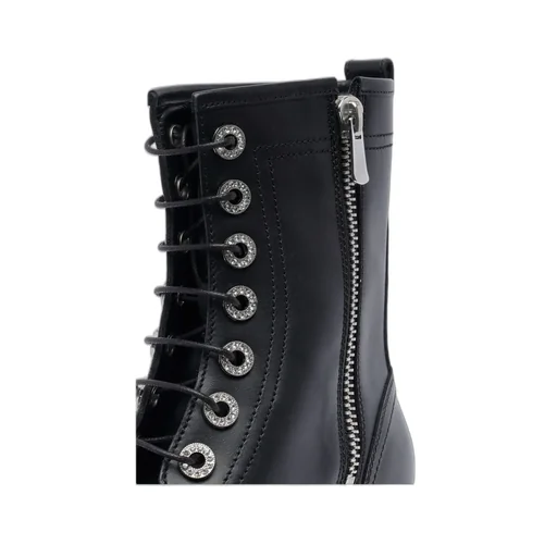 Round Toe Zipped Lace-Up Boots