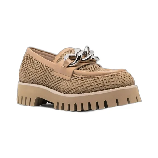 Chain-Trim Mesh Slip-On Loafers