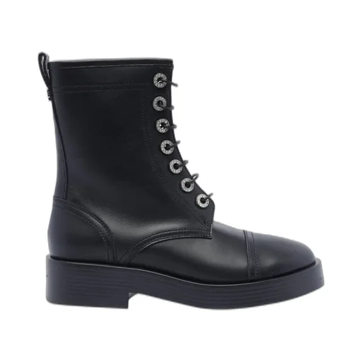 Round Toe Zipped Lace-Up Boots
