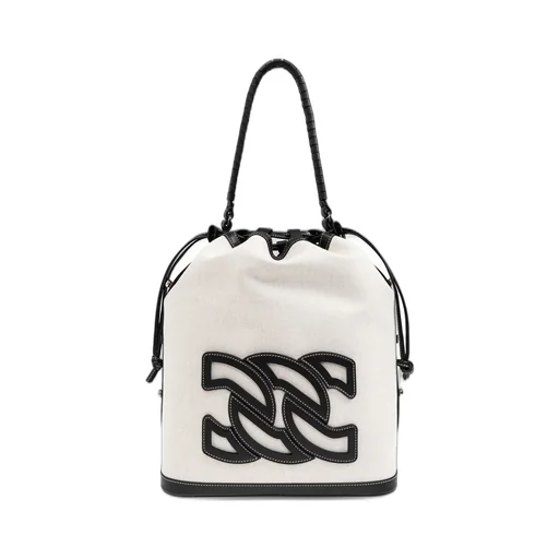 Logo Patch Drawstring Bucket Bag