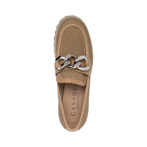 Chain-Trim Mesh Slip-On Loafers