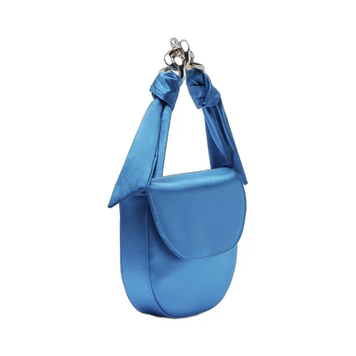 Chain Detailed Satin Top Handle Bag