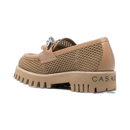 Chain-Trim Mesh Slip-On Loafers