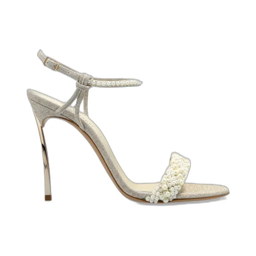Pearl-Embellished Heeled Sandals