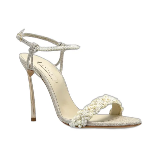 Pearl-Embellished Heeled Sandals