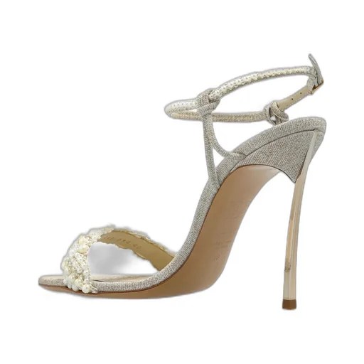 Pearl-Embellished Heeled Sandals