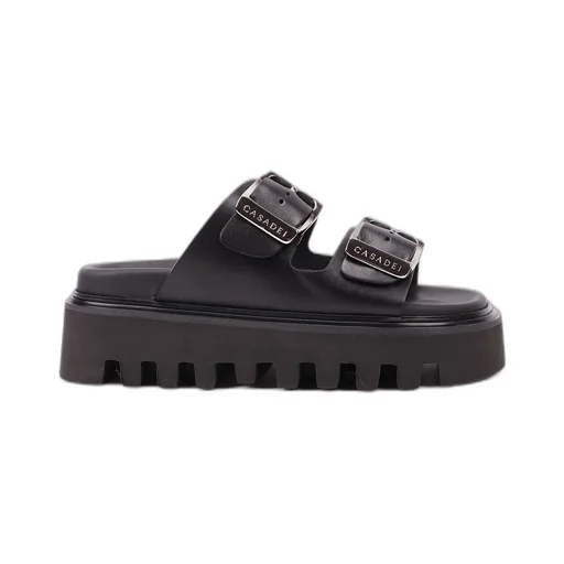 Buckles Double-Strap Slip-On Sandals