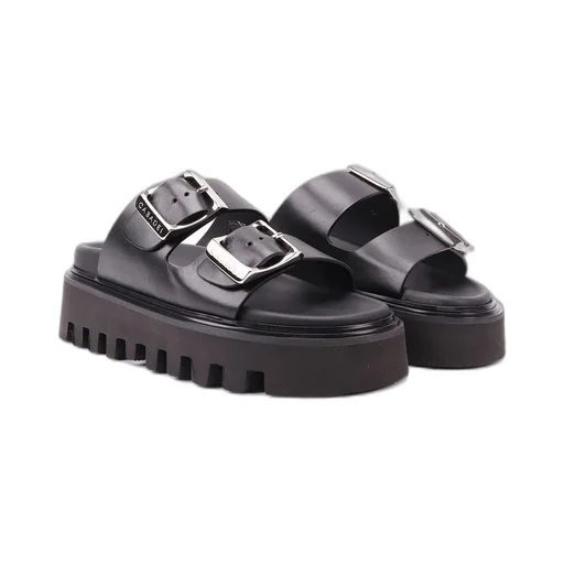 Buckles Double-Strap Slip-On Sandals
