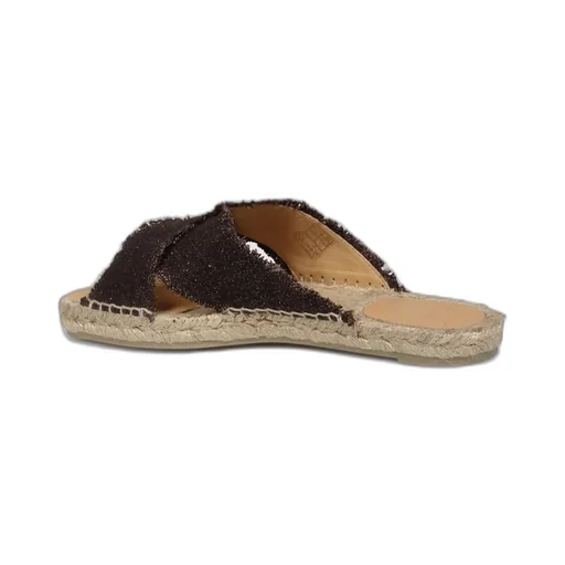 Palmera Glittered Fringed Espadrille Slides