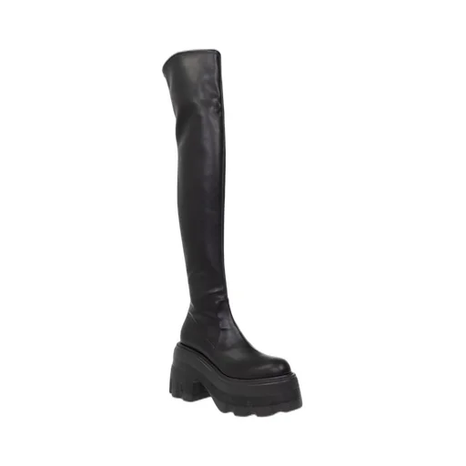 Round-Toe Thigh-High Platform Boots