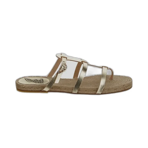 Metallic Effect Strapped Flat Slides