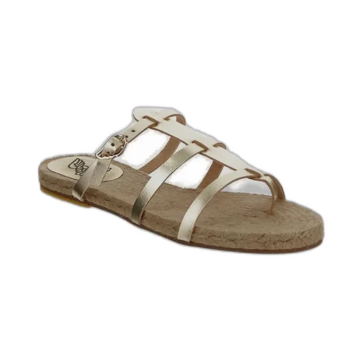 Metallic Effect Strapped Flat Slides