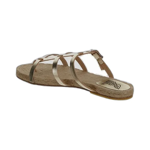 Metallic Effect Strapped Flat Slides