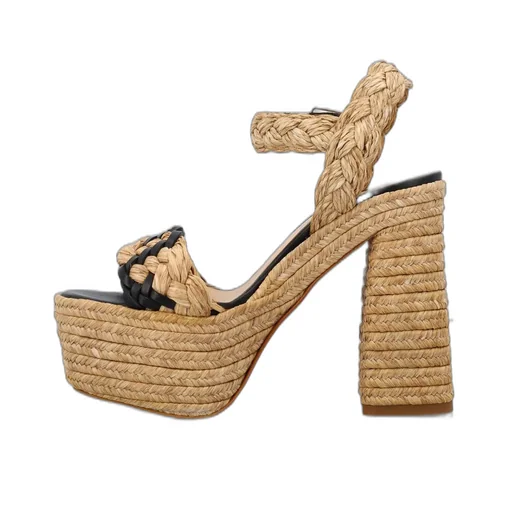 Agnes Braided Strap Block Heel Sandals