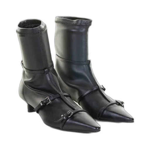 Pointed-Toe Double-Buckle Boots