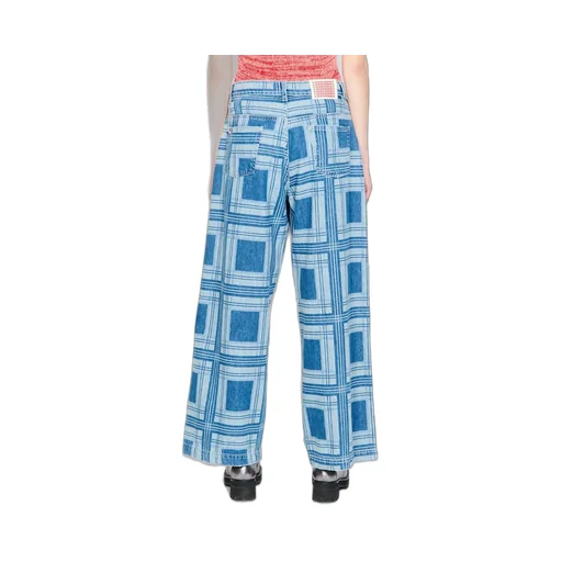 Tartan Wide Leg Denim Jeans
