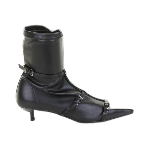 Pointed-Toe Double-Buckle Boots