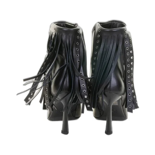Pointed-Toe Fringed Ankle Boots