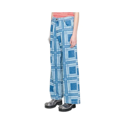 Tartan Wide Leg Denim Jeans